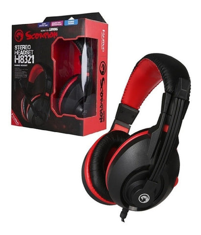 Audifono Marvo Línea Sorpion H8321 Negro Rojo